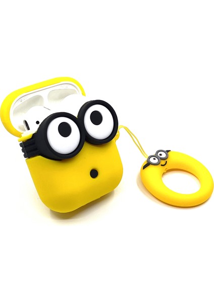 Zen AI Airpods 1/2. Nesil Sarı Çizgi Karakter Minion Tasarımlı Hediye Kılıf