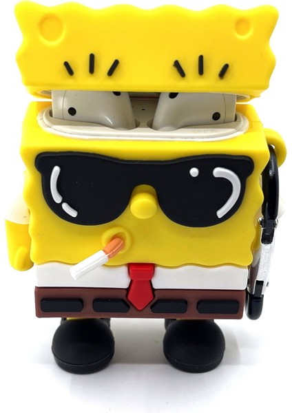 Airpods 1/2. Nesil Uyumlu Sevilen Çizgi Karakter Sungerbob Gözlük Tasarımlı Hediye Kılıf modelleri