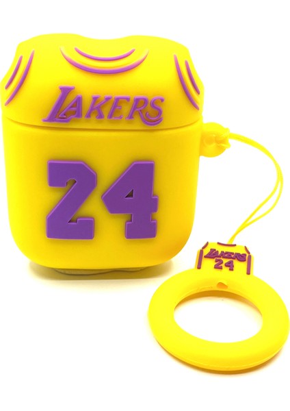 Airpods 1/2. Nesil Uyumlu Sevilen Basketbol Takımı Sarı Lakers Forma Tasarımlı Nba Hediye Kılıf