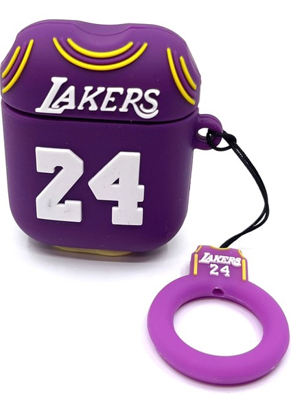 Airpods 1/2. Nesil Uyumlu Sevilen Basketbol Takımı Mor Lakers Forma Tasarımlı Nba Hediye Kılıf fiyatları