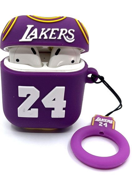 Airpods 1/2. Nesil Uyumlu Sevilen Basketbol Takımı Mor Lakers Forma Tasarımlı Nba Hediye Kılıf modelleri