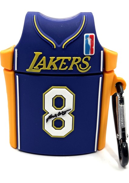 Airpods 1/2. Nesil Uyumlu Sevilen Basketbolcu Forması Mor Lakers 8 Tasarımlı Hediye Kılıf