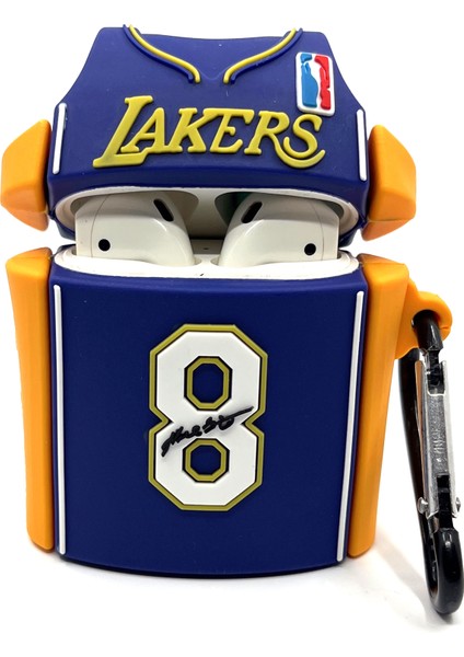 Airpods 1/2. Nesil Uyumlu Sevilen Basketbolcu Forması Mor Lakers 8 Tasarımlı Hediye Kılıf