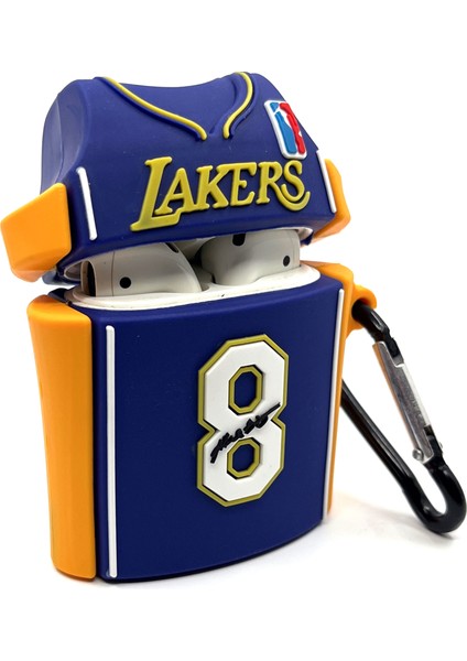 Airpods 1/2. Nesil Uyumlu Sevilen Basketbolcu Forması Mor Lakers 8 Tasarımlı Hediye Kılıf