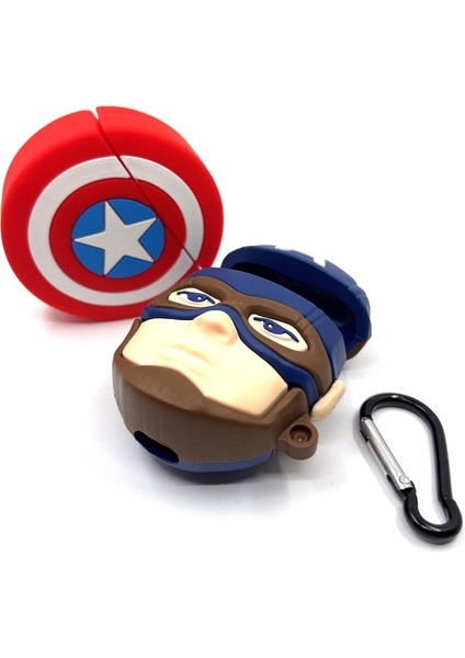 Airpods 1/2. Nesil Sevilen Karakter Captain America Tasarımlı Hediye Kılıf