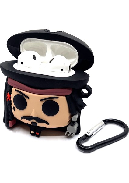 Airpods 1/2. Nesil Uyumlu Çılgın Korsan Jack Sparrow Tasarımlı Hediye Kılıf