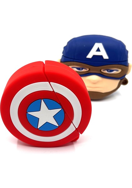 Airpods 1/2. Nesil Sevilen Karakter Captain America Kalkan Tasarımlı Hediye Kılıf modelleri