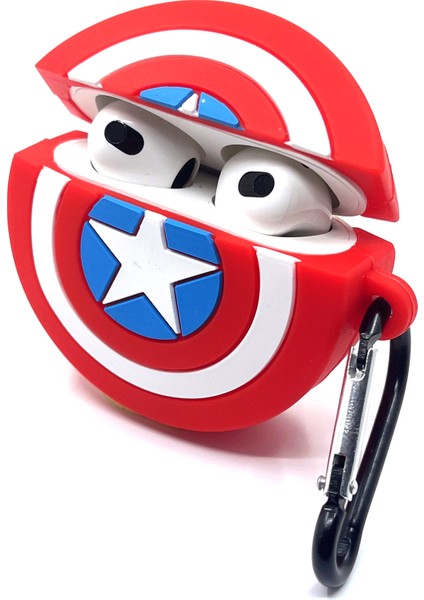 Airpods 3. Nesil Uyumlu Sevilen Karakter Captain America Kalkan Tasarımlı Hediye Kılıf indirimleri