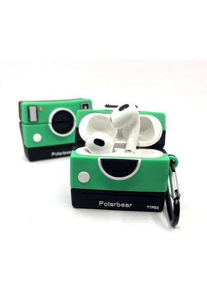 Airpods 3. Nesil Uyumlu Kamera Mint Yeşili Polarbear Tasarımlı Hediye Kılıf