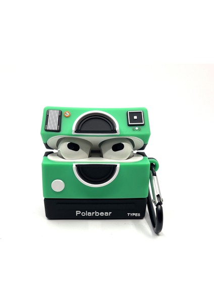 Airpods 3. Nesil Uyumlu Kamera Mint Yeşili Polarbear Tasarımlı Hediye Kılıf modelleri