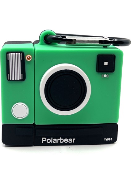 Airpods 1/2. Nesil Uyumlu Kamera Mint Yeşili Polarbear Tasarımlı Hediye Kılıf