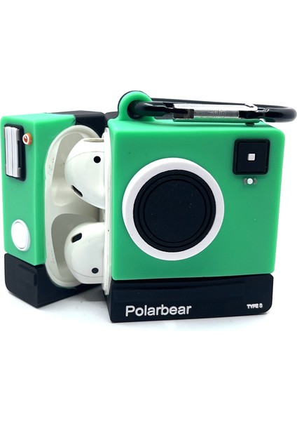 Airpods 1/2. Nesil Uyumlu Kamera Mint Yeşili Polarbear Tasarımlı Hediye Kılıf fiyatları