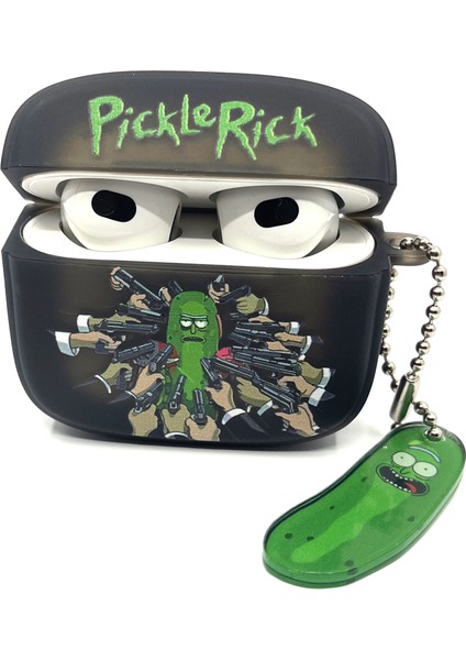 Airpods 3. Nesil Uyumlu Sevilen Fantastik Karakter Rick Pickle Black Hediye Kılıf modelleri