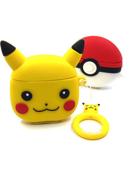 Zen AI Airpods 1/2. Nesil Sevilen Sarı Çizgi Karakter Pikachu Tasarımlı Hediye Kılıf