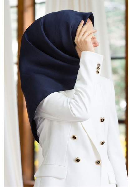 Exclusive Tivil Lacivert Düz Renk Ipek Eşarp 50691-33