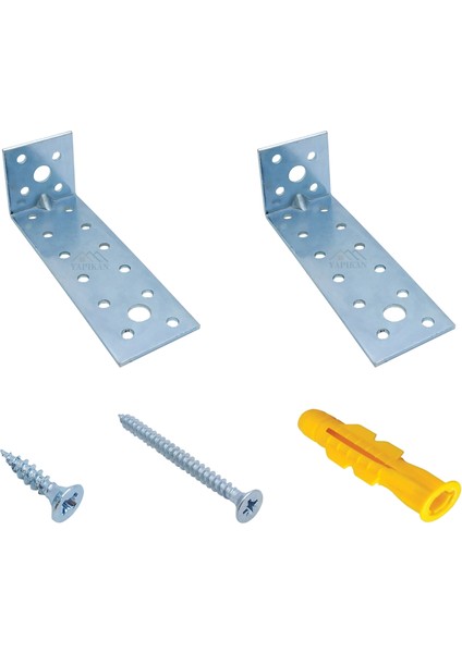 40x40x120mm - Mr.Bracket Deprem Güvenliği Dolap Sabitleme Aparatı Seti - Mobilya Gardırop Portmanto Kitaplık Masa Raf Eşya Duvara Sabitleyici Aparat - L Demir Köşe Bağlantı Gönye Köşebent