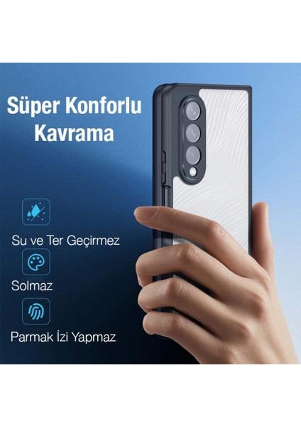 Lens Korumalı Parmak Izi Bırakmaz Sert Pc-Tpu Samsung Z Fold 4 5g Kılıf Hidrofobik Soft Kılıf