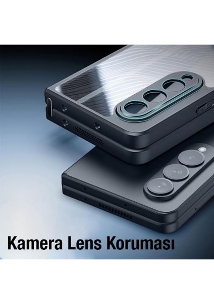 Lens Korumalı Parmak Izi Bırakmaz Sert Pc-Tpu Samsung Z Fold 4 5g Kılıf Hidrofobik Soft Kılıf