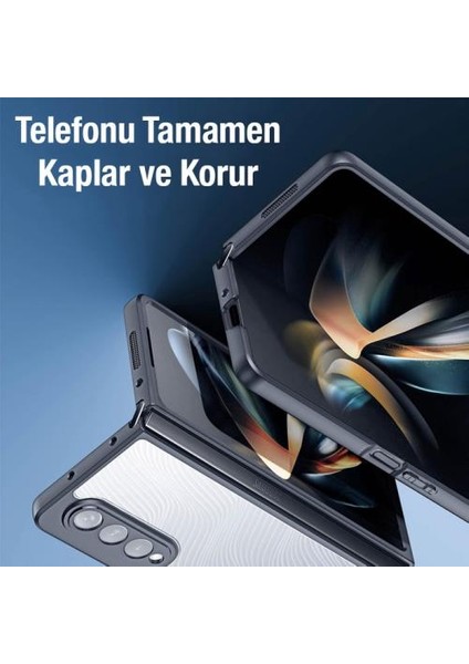 Lens Korumalı Parmak Izi Bırakmaz Sert Pc-Tpu Samsung Z Fold 4 5g Kılıf Hidrofobik Soft Kılıf