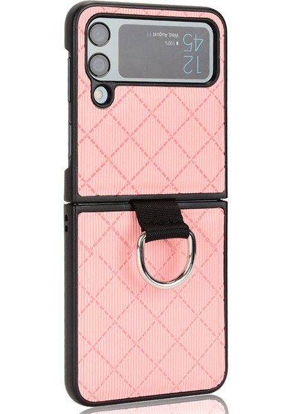 Deri Telefon Kılıfı Için Samsung Galaxy Z Flip 4 Halka Standı ile (Yurt Dışından)