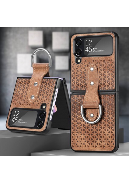 Deri Telefon Kılıfı Için Samsung Galaxy Z Flip 4 (Yurt Dışından)