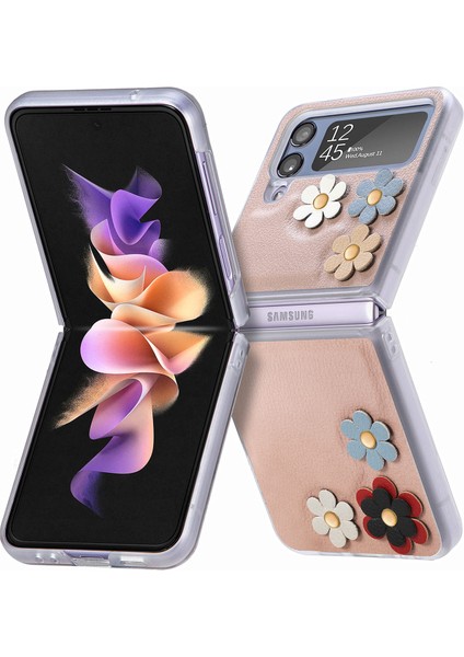 Deri Çiçek Telefon Kılıfı Için Samsung Galaxy Z Flip 4 (Yurt Dışından) fırsatları