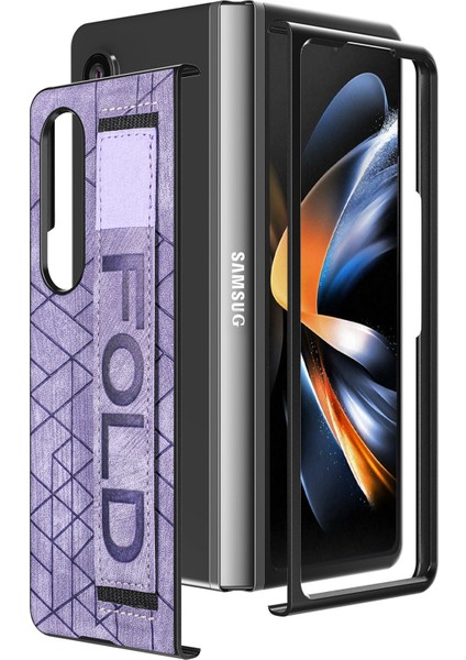 Deri Telefon Kılıfı Için Samsung Galaxy Z Fold 4 Kalem Yuvası ve Kemer ile (Yurt Dışından)