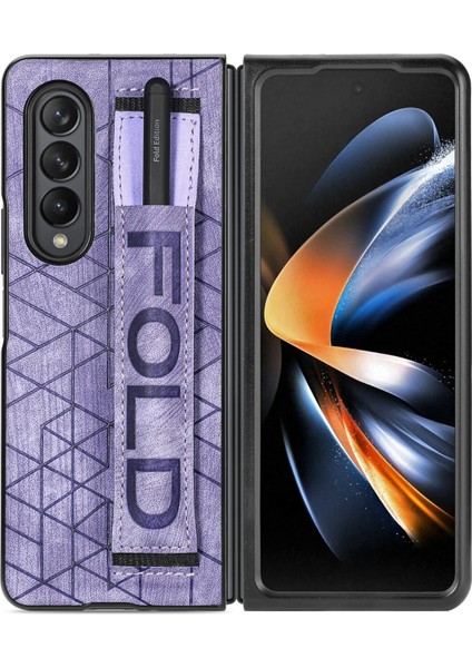 Deri Telefon Kılıfı Için Samsung Galaxy Z Fold 4 Kalem Yuvası ve Kemer ile (Yurt Dışından)