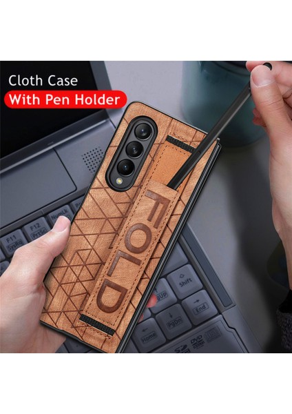 Deri Telefon Kılıfı Için Samsung Galaxy Z Fold 4 Kalem Yuvası ve Kemer ile (Yurt Dışından)