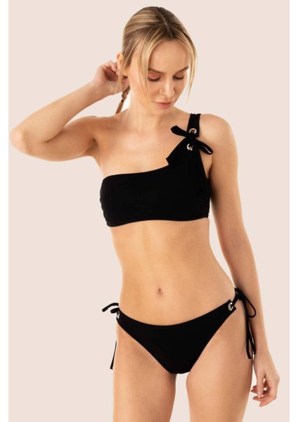 3405 Siyah Tek Omuz Bikini Takımı