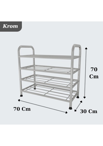 Çağla 4 Katlı Ayakkabılık Düzenleyici Çok Amaçlı Raf Konsept Metal Raf