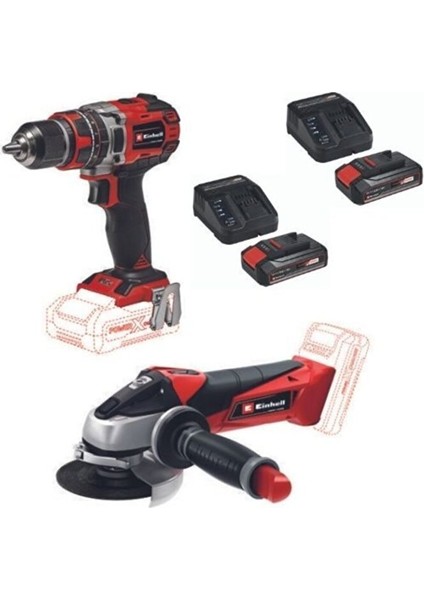 Te-Cd 18/50 Li-I Bl Akülü Matkap Vidalama Te-Ag 18/115 Avuç Taşlama 2X2.5AH Akü Starter Kit