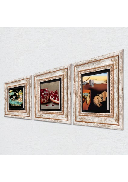 Salvador Dalí Belleğin Azmi, Şahmeran, Nar Çerçeveli Taş Duvar Tablosu 3’lü Set - Dekoratif Modern Sanat, Ev ve Ofis Dekoru |TK3-1037| fiyatları