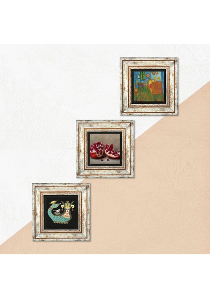 Van Gogh Arles'teki Yatak Odası, Şahmeran, Nar Taş Duvar Tablosu Çerçeveli Duvar Dekoru 3 Parça Tablo Seti Wall Art T3-1029 indirimleri