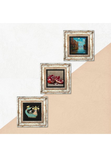 Claude Monet Sonbahar, Şahmeran, Nar Çerçeveli Taş Duvar Tablosu 3’lü Set - Dekoratif Modern Sanat, Ev ve Ofis Dekoru |TK3-1020| indirimleri
