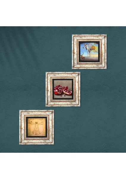 Salvador Dalí, Leonardo da Vinci, Nar Taş Duvar Tablosu Çerçeveli Duvar Dekoru 3 Parça Tablo Seti Wall Art T3-1399 fırsatları