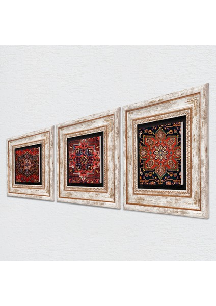 Desen Çerçeveli Taş Duvar Tablosu 3’lü Set - Dekoratif Modern Sanat, Ev ve Ofis Dekoru |TK3-1745| fiyatları