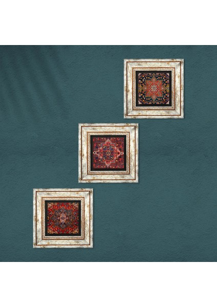 Desen Çerçeveli Taş Duvar Tablosu 3’lü Set - Dekoratif Modern Sanat, Ev ve Ofis Dekoru |TK3-1745| fırsatları