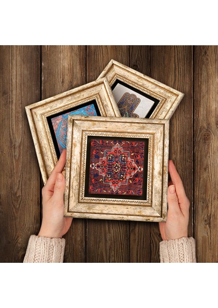 Desen Çerçeveli Taş Duvar Tablosu 3’lü Set - Dekoratif Modern Sanat, Ev ve Ofis Dekoru |TK3-1745| modelleri