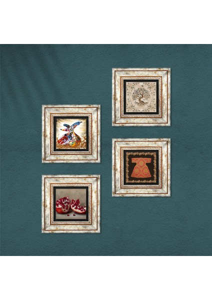Stone Hırka-i Şerif, Hayat Ağacı, Semazen, Nar Çerçeveli Taş Duvar Tablosu 4’lü Set - Dekoratif Modern Sanat, Ev ve Ofis Dekoru |TK4-101| fırsatları