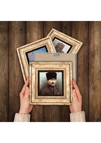 Stone Anıtkabir, Atatürk Çerçeveli Taş Duvar Tablosu 4’lü Set - Dekoratif Modern Sanat, Ev ve Ofis Dekoru |TK4-64| modelleri