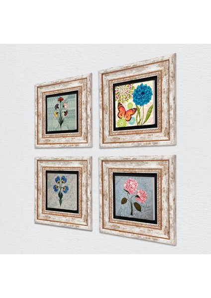 Kelebek, Ebru Sanatı, Pembe Ortanca Çiçeği Taş Duvar Tablosu Çerçeveli Duvar Dekoru 4 Parça Tablo Seti Wall Art T4-1892 fiyatları