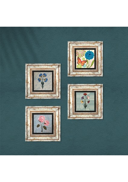 Kelebek, Ebru Sanatı, Pembe Ortanca Çiçeği Taş Duvar Tablosu Çerçeveli Duvar Dekoru 4 Parça Tablo Seti Wall Art T4-1892 fırsatları