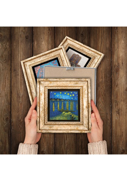 Van Gogh Taş Duvar Tablosu Çerçeveli Duvar Dekoru 6 Parça Tablo Seti Wall Art T6-55