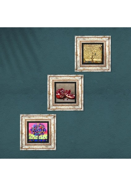 Stone Gustav Klimt Hayat Ağacı, Karla Gerard Hayat Ağacı, Nar Çerçeveli Taş Duvar Tablosu 3’lü Set - Dekoratif Modern Sanat, Ev ve Ofis Dekoru |TK3-1042| fırsatları