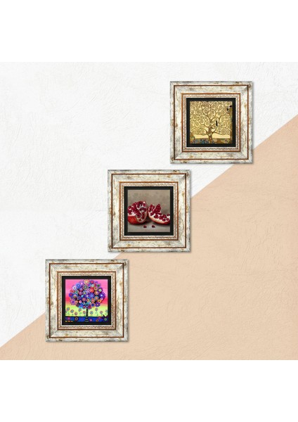 Stone Gustav Klimt Hayat Ağacı, Karla Gerard Hayat Ağacı, Nar Çerçeveli Taş Duvar Tablosu 3’lü Set - Dekoratif Modern Sanat, Ev ve Ofis Dekoru |TK3-1042| indirimleri