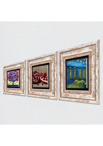 Van Gogh Ren Nehri’nde Yıldızlı Bir Gece, Hayat Ağacı, Nar Taş Duvar Tablosu Çerçeveli Duvar Dekoru 3 Parça Tablo Seti Wall Art T3-1073 fiyatları