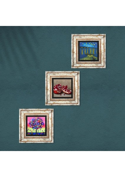 Van Gogh Ren Nehri’nde Yıldızlı Bir Gece, Hayat Ağacı, Nar Taş Duvar Tablosu Çerçeveli Duvar Dekoru 3 Parça Tablo Seti Wall Art T3-1073 fırsatları