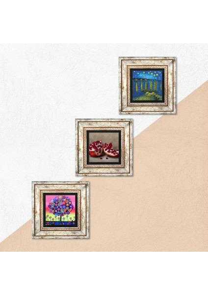 Van Gogh Ren Nehri’nde Yıldızlı Bir Gece, Hayat Ağacı, Nar Taş Duvar Tablosu Çerçeveli Duvar Dekoru 3 Parça Tablo Seti Wall Art T3-1073 indirimleri