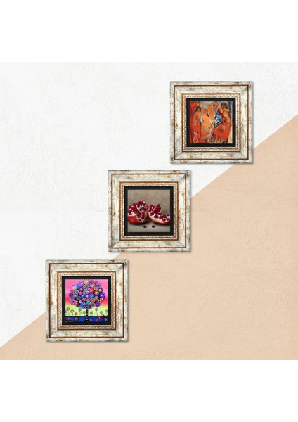 Picasso Avignonlu Kızlar, Karla Gerard Hayat Ağacı, Nar Taş Duvar Tablosu Çerçeveli Duvar Dekoru 3 Parça Tablo Seti Wall Art T3-1075 indirimleri